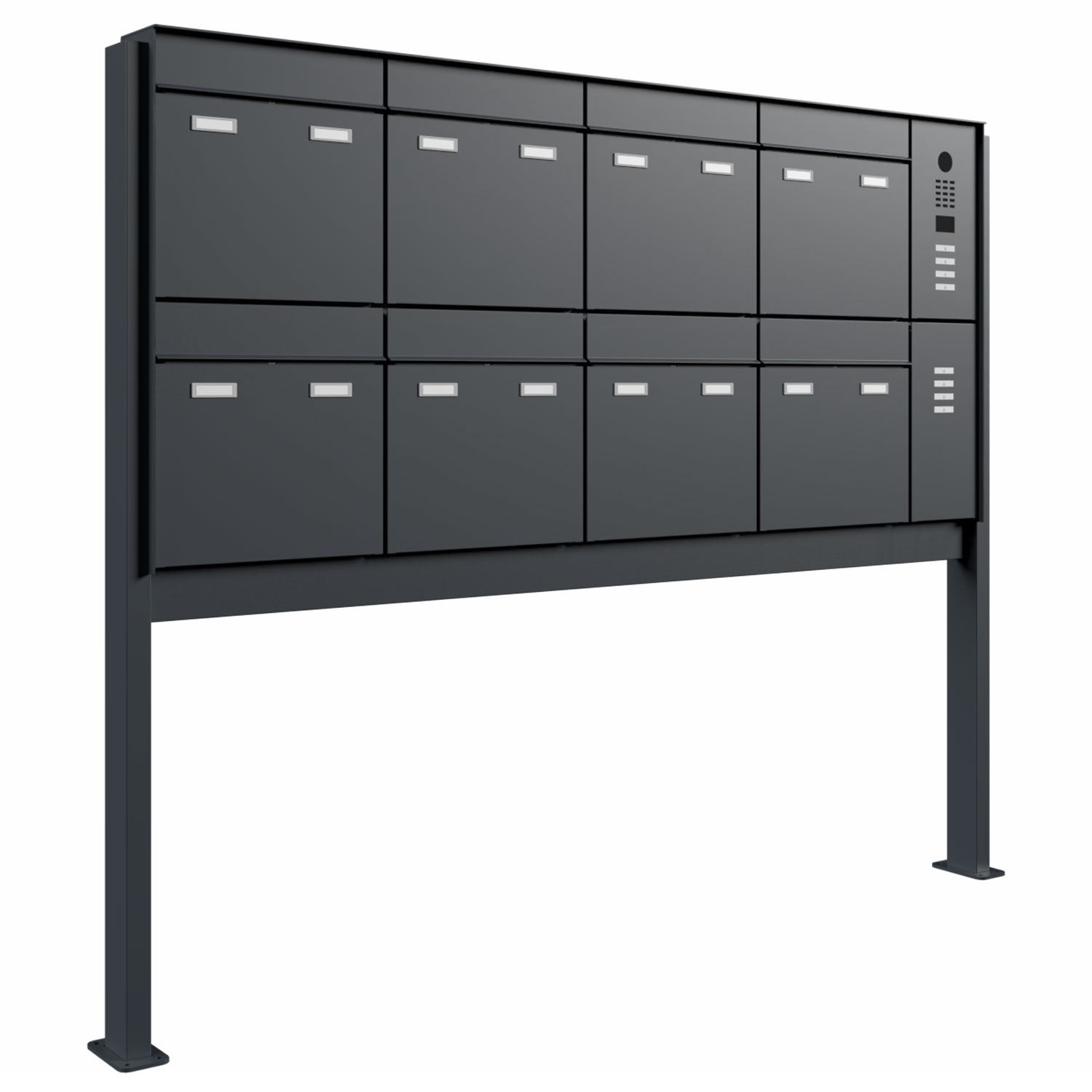 8-delige design brievenbuszuil GOETHE ST-Q rechts met DoorBird video intercom - RAL naar keuze