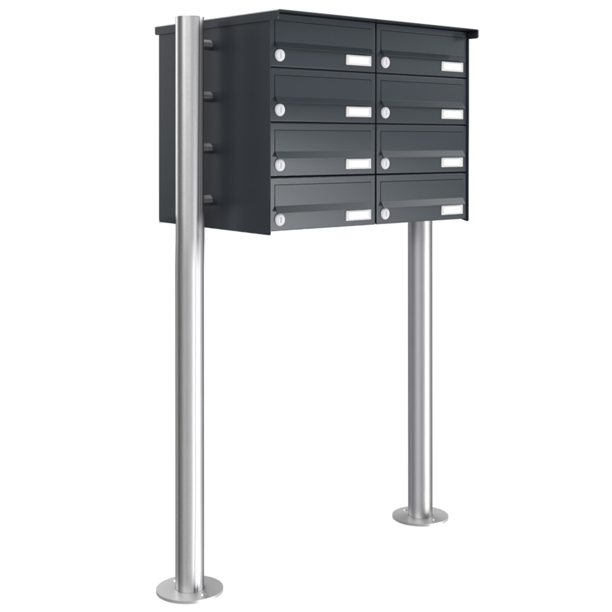 8 letterbox system freestanding Design BASIC 385 ST-R - RAL 7016 anthracite grey