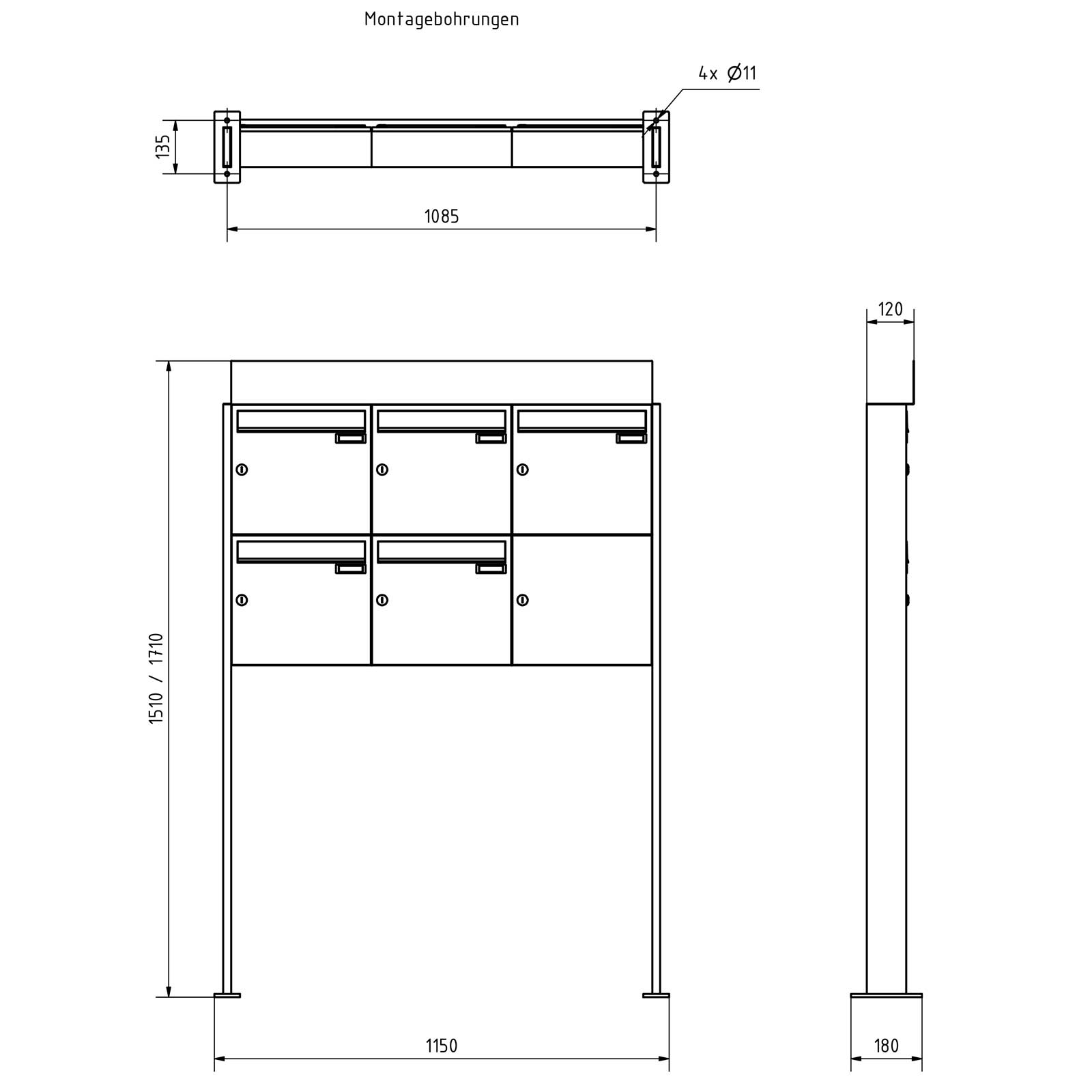 5 letterbox system freestanding Design BASIC - Edition NELLY - BI-Color VA-RAL 7016 anthracite grey 5 letterbox system freestanding Design BASIC - Edition NELLY - BI-Color VA-RAL 7016 anthracite grey