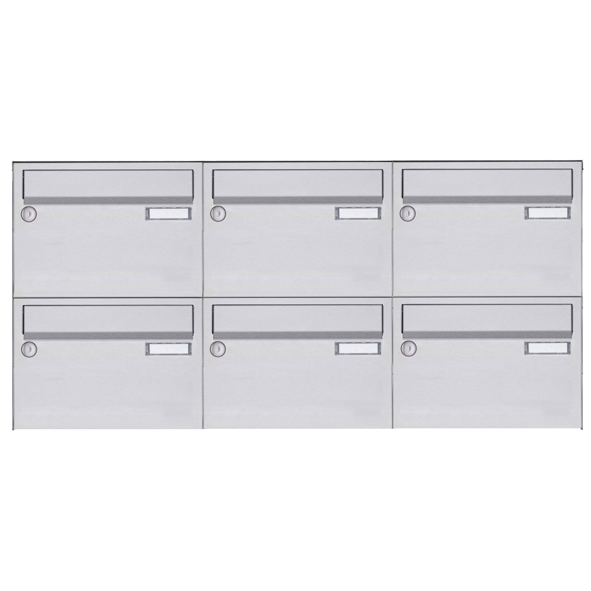 6er Edelstahl Aufputz Briefkastenanlage Design BASIC 385 A 220 Waagerecht - Edelstahl V2A geschliffen 6er Edelstahl Aufputz Briefkastenanlage Design BASIC 385 A 220 Waagerecht - Edelstahl V2A geschliffen