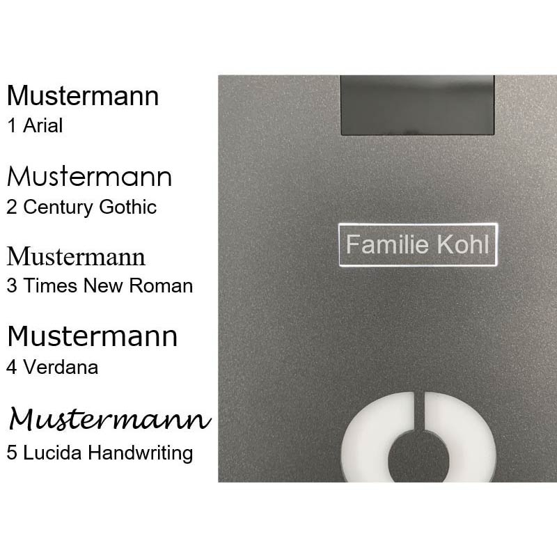Namensschild aus Edelstahl pulverbeschichtet 42x15x1mm für DoorBird Ruftaste D11x