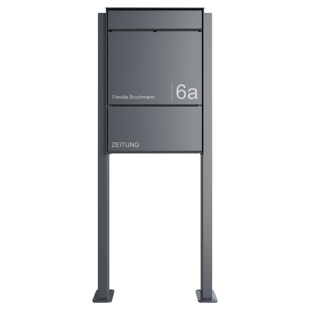 Design pedestal letterbox GOETHE ST-Q with newspaper compartment - RAL of your choice Design pedestal letterbox GOETHE ST-Q with newspaper compartment - RAL of your choice