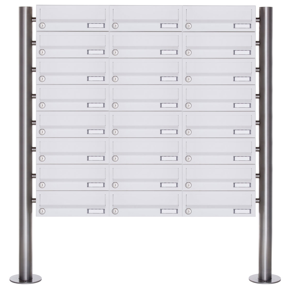 24er 8x3 Briefkastenanlage freistehend Design BASIC 385-9016 ST-R - RAL 9016 verkehrsweiß