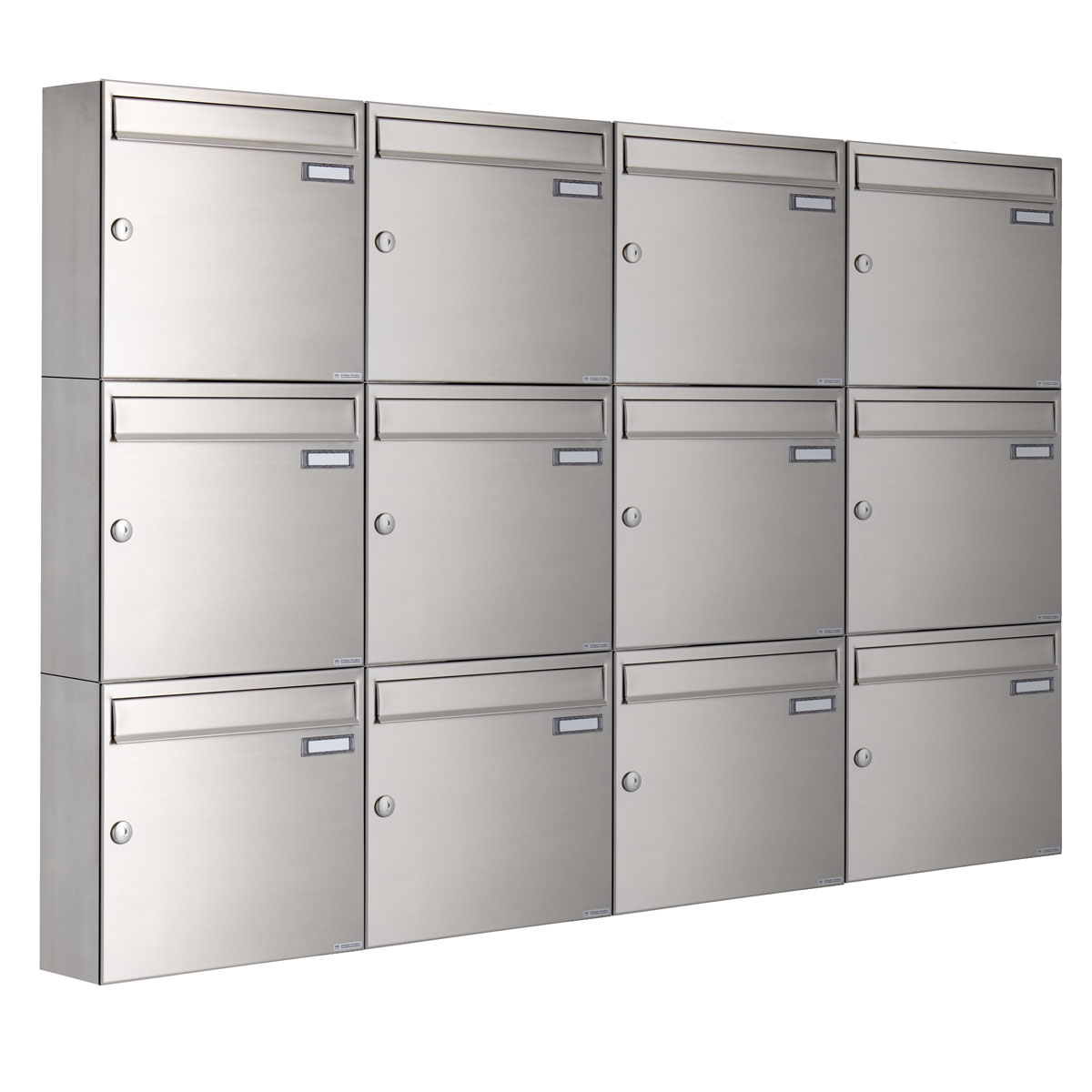 12er 4x3 Edelstahl Aufputz Briefkastenanlage Design BASIC 382A-AP