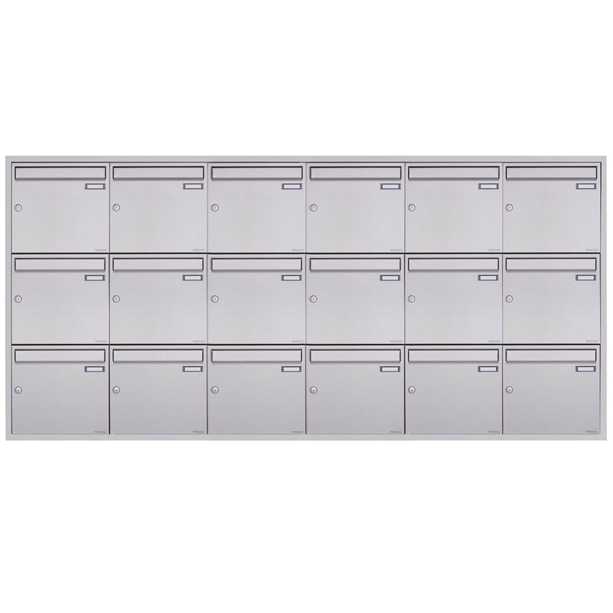 18 6x3 stainless steel flush-mounted letterbox system BASIC Plus 382XU UP - polished stainless steel - 18 parties 18 6x3 stainless steel flush-mounted letterbox system BASIC Plus 382XU UP - polished stainless steel - 18 parties
