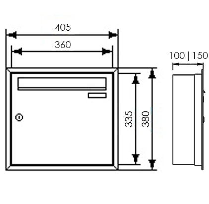 Stainless steel flush-mounted letterbox BASIC Plus 382XU UP - RAL of your choice Stainless steel flush-mounted letterbox BASIC Plus 382XU UP - RAL of your choice