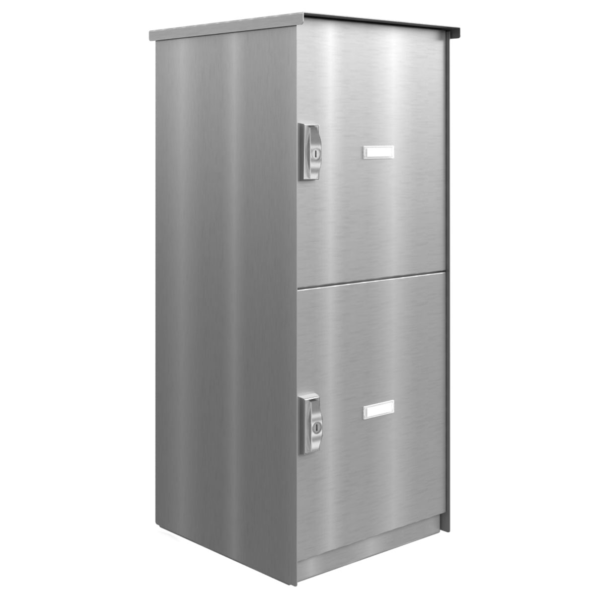 2er 1x2 parcel compartment system BASIC Plus 863X STL with parcel compartment 440x370 - polished stainless steel