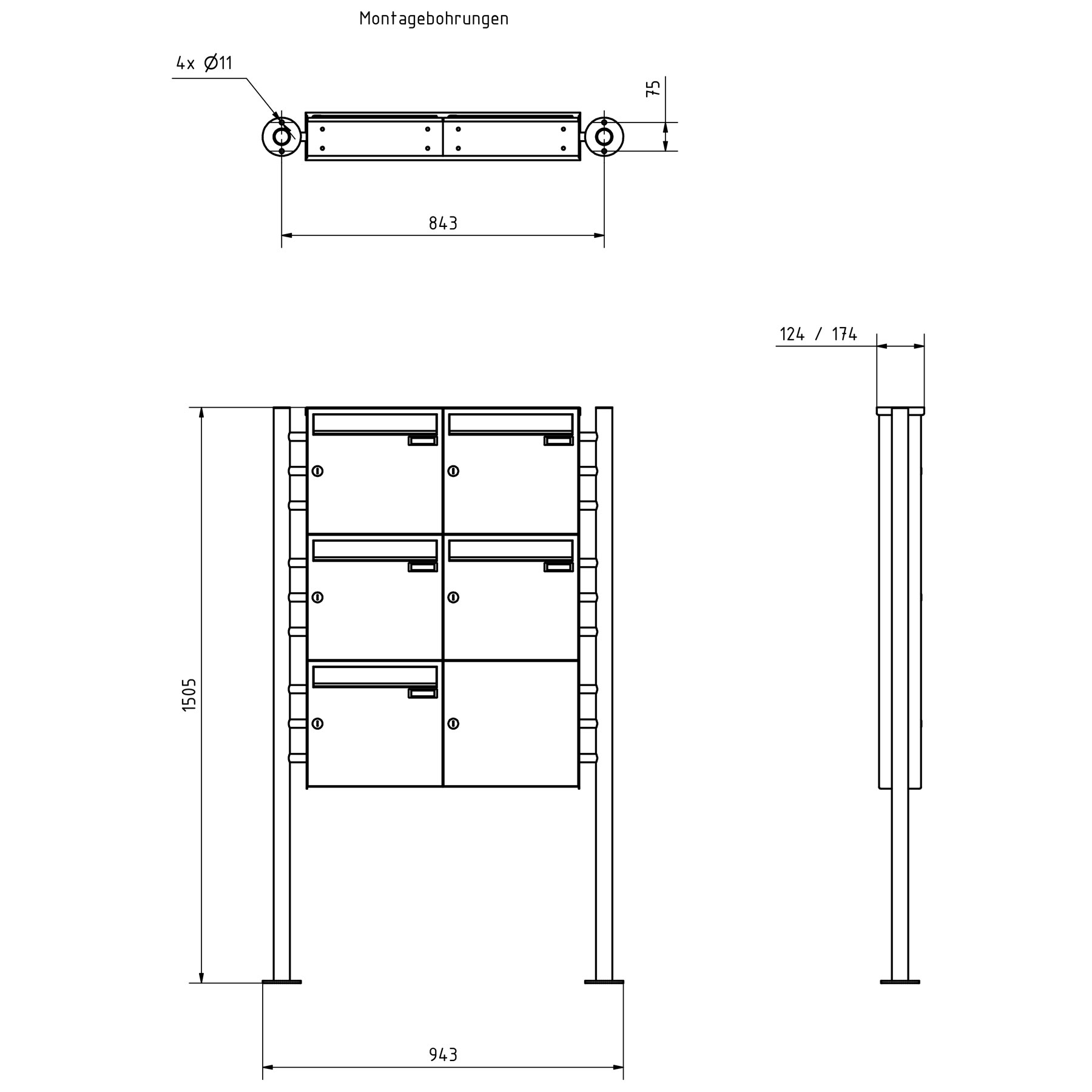 5er 3x2 Edelstahl Standbriefkasten Design BASIC Plus 381X ST R - RAL nach Wahl 5er 3x2 Edelstahl Standbriefkasten Design BASIC Plus 381X ST R - RAL nach Wahl