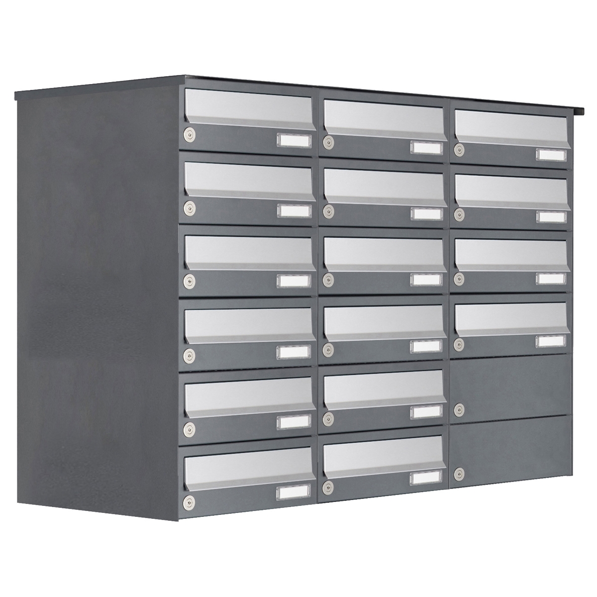 16 6x3 surface-mounted letterbox system Design BASIC 385A AP - stainless steel RAL 7016 anthracite