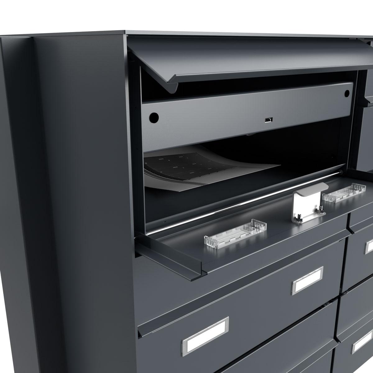 Design parcel box GOETHE with 1 letterbox - lock system - Edition Nature with Douglas fir oiled - RAL of your choice