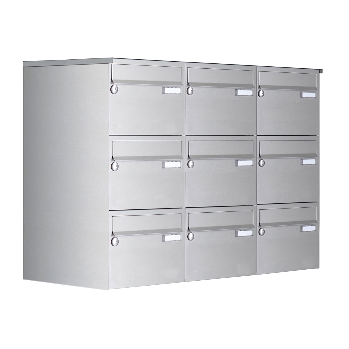 9er Edelstahl Aufputz Briefkastenanlage Design BASIC 385 A 220 - Edelstahl V2A geschliffen