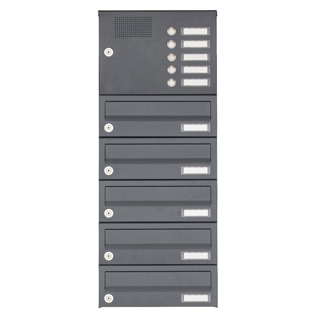 5er Aufputz Briefkastenanlage Design BASIC 385A-7016 AP mit Klingelkasten - RAL 7016 anthrazitgrau