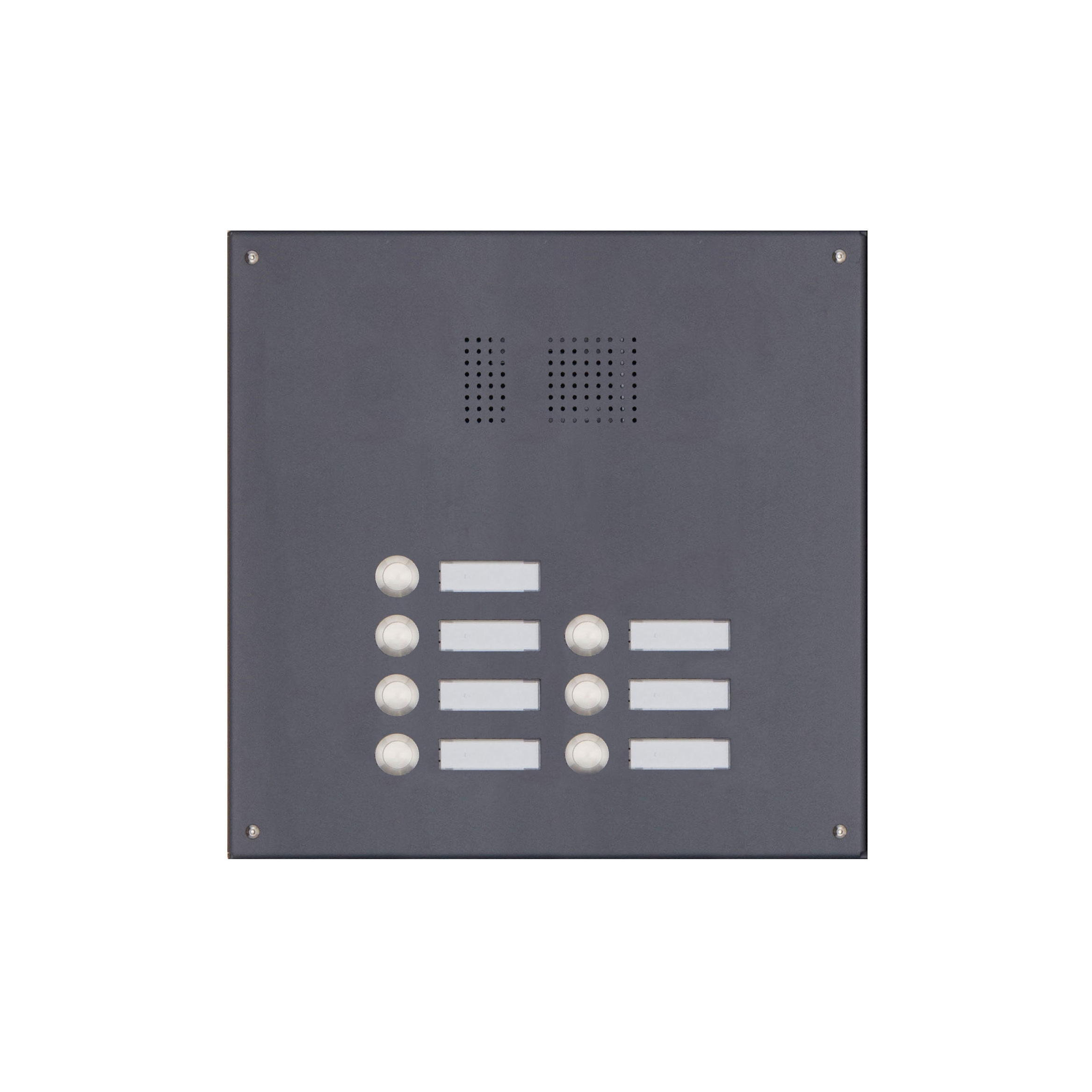 Edelstahl-Blende 355x330 für 7 Partei mit Sprechlochung, RAL 7016 feinstruktur matt Edelstahl-Blende 355x330 für 7 Partei mit Sprechlochung, RAL 7016 feinstruktur matt