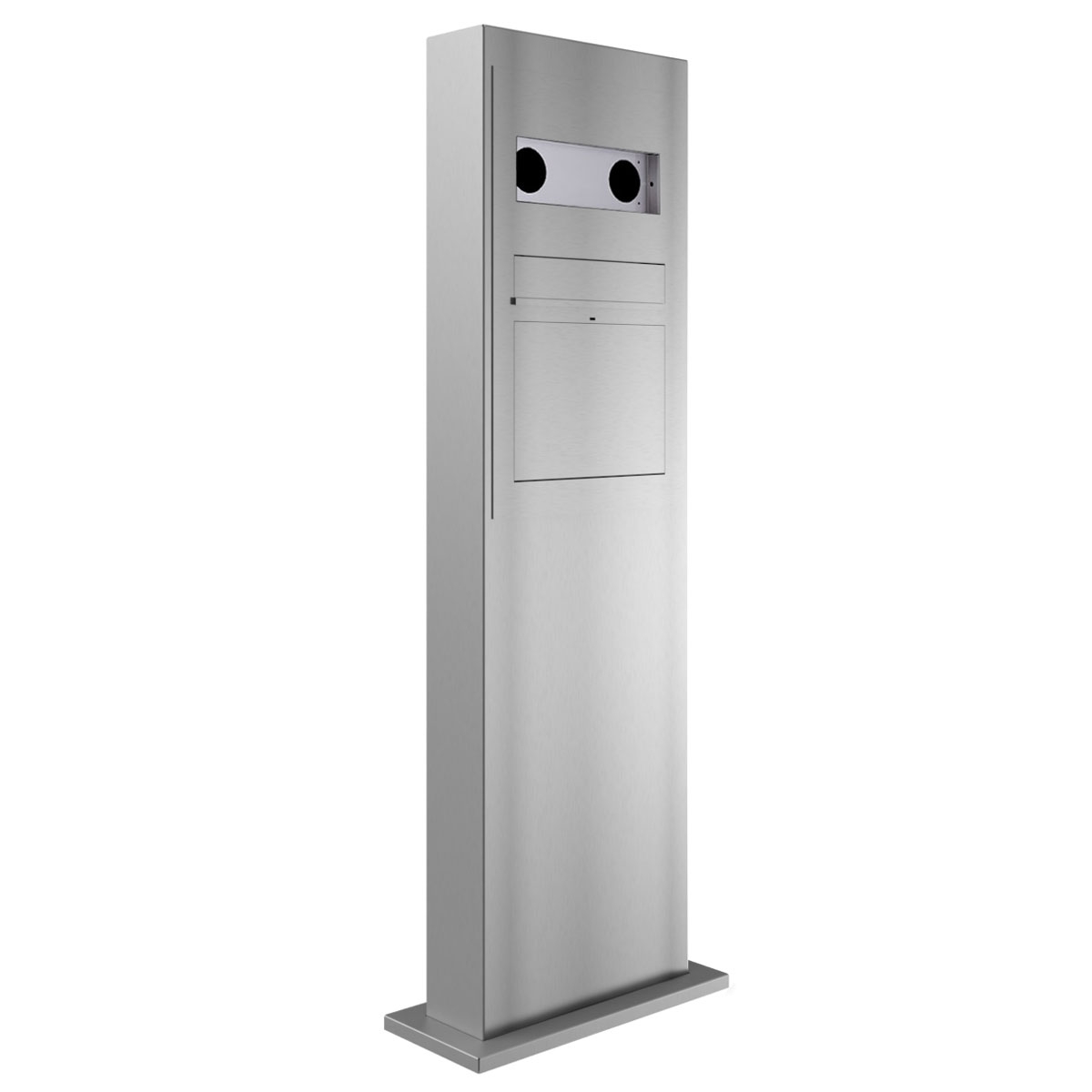 Design letterbox pedestal GRIMM - polished stainless steel - GIRA System 106 - 3-gang prepared