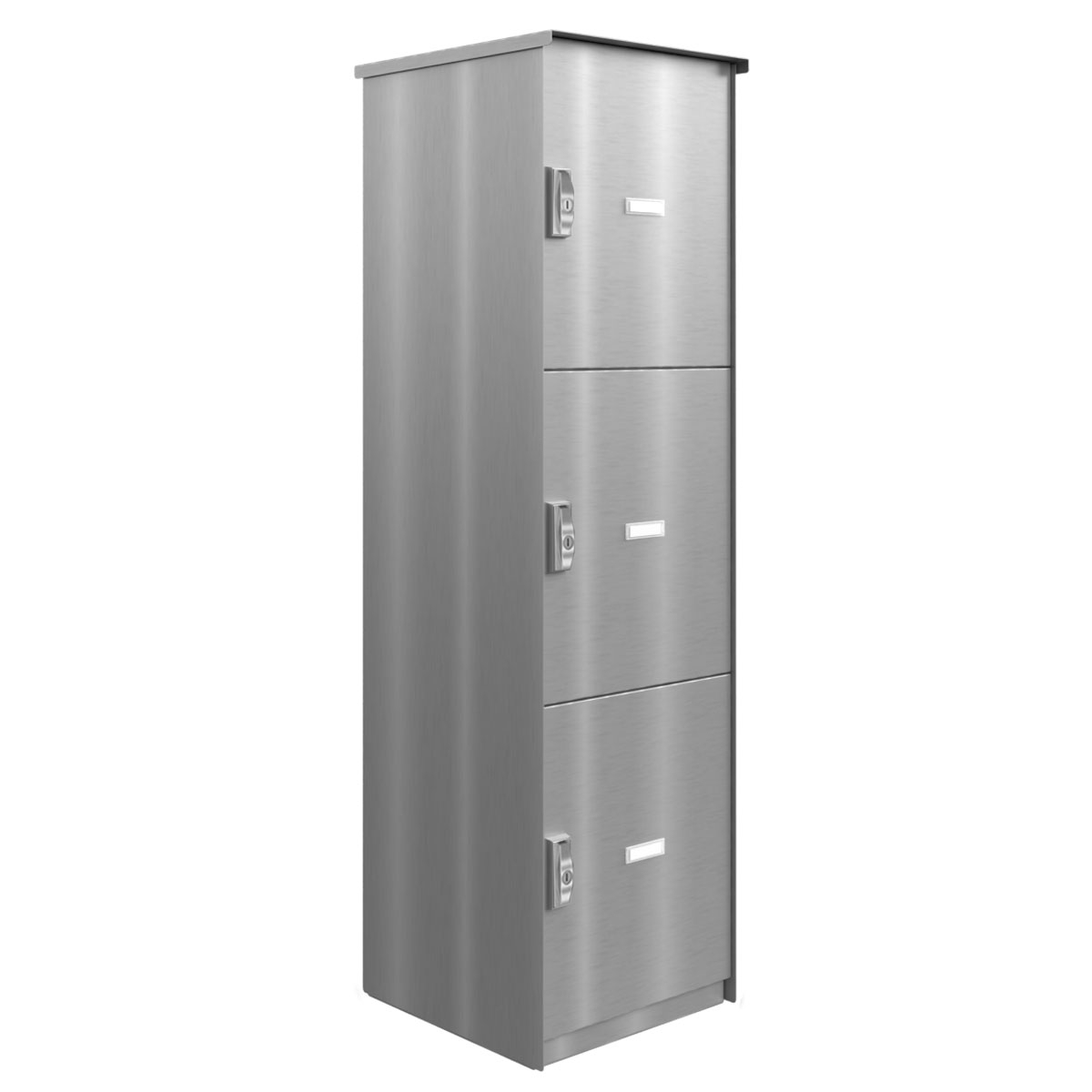 3er 1x3 Paketfachanlage BASIC Plus 863X STL mit Paketfach 370x440 - Edelstahl geschliffen