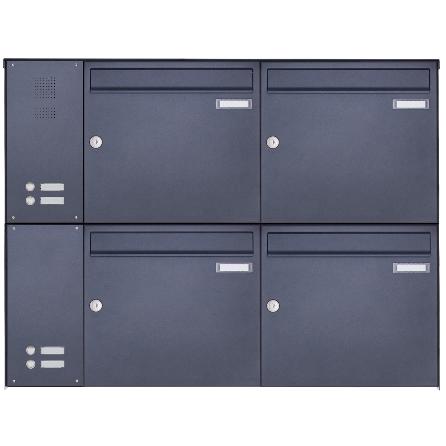 4-piece surface-mounted letterbox BASIC Plus 382X AP with bell box on the side - RAL of your choice 4-piece surface-mounted letterbox BASIC Plus 382X AP with bell box on the side - RAL of your choice