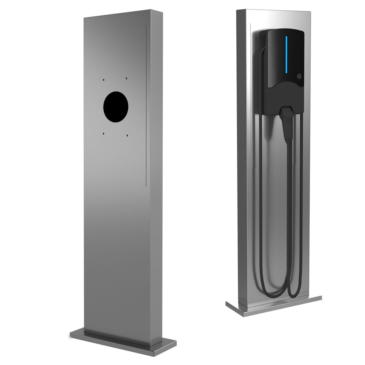 Stainless steel stele GRIMM 605 - Wallbox prepared - polished stainless steel Stainless steel stele GRIMM 605 - Wallbox prepared - polished stainless steel