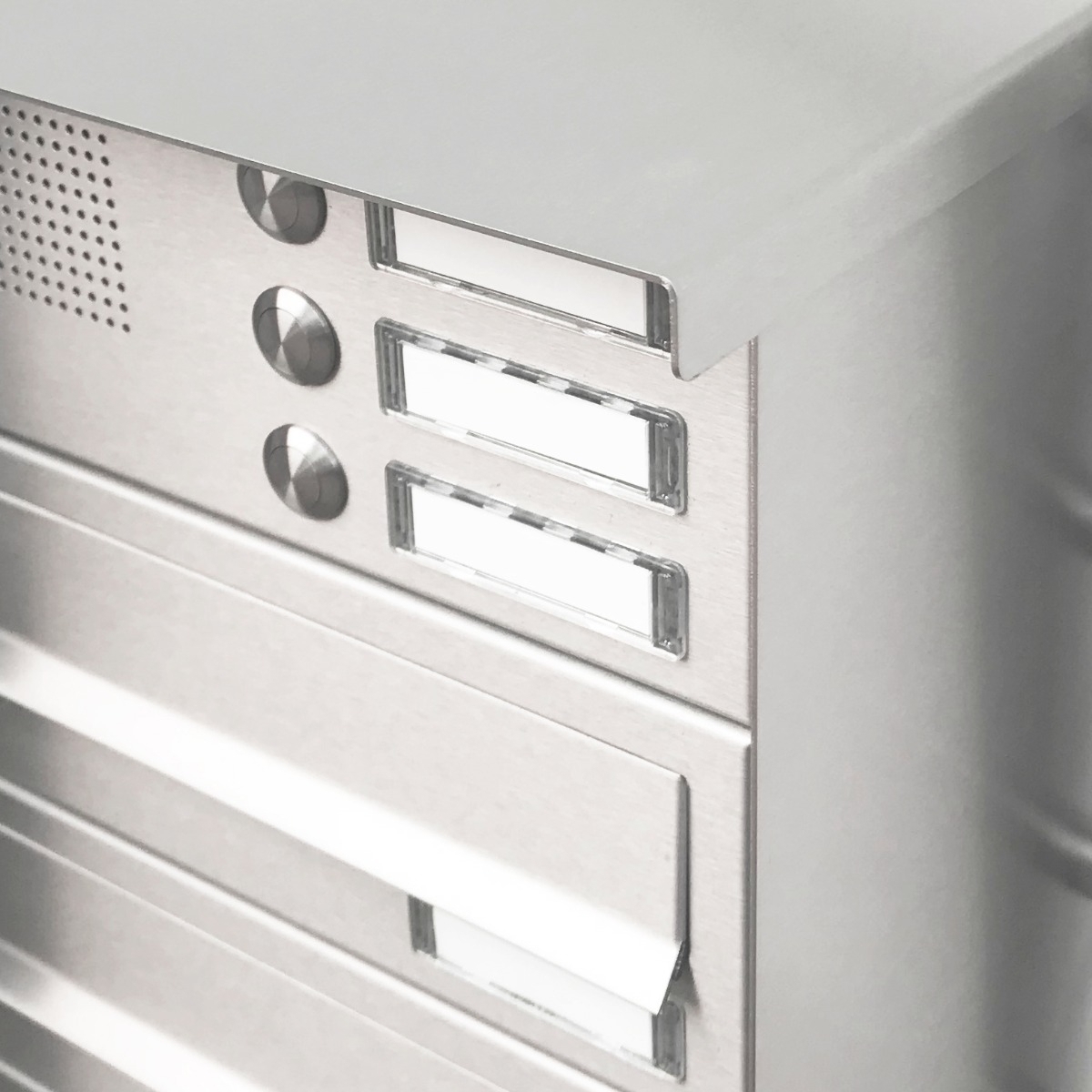 4-piece surface-mounted letterbox system Design BASIC 385A-VA AP with bell box - stainless steel V2A, polished