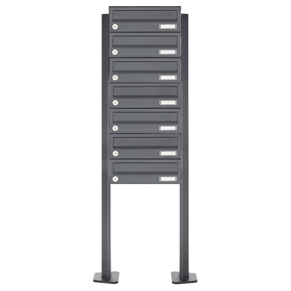 7-piece stainless steel free-standing letterbox system Design BASIC Plus 385XP ST-T - RAL of your choice 7-piece stainless steel free-standing letterbox system Design BASIC Plus 385XP ST-T - RAL of your choice