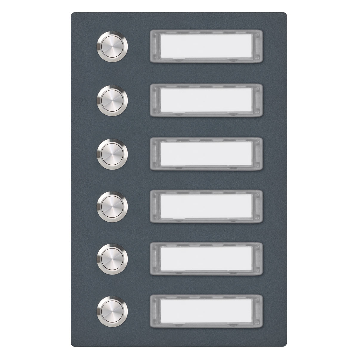 38840c01e958c7ee7b4b7f58b7ab3d7438c9474e Edelstahl Klingelplatte 150x225 BASIC 421 pulverbeschichtet mit Namensschild - 6 Parteien