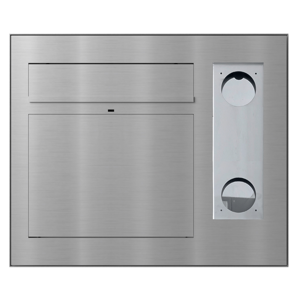 Design Aufputz Briefkasten GRIMM - Edelstahl geschliffen - GIRA System 106 - 3-fach vorbereitet rechts
