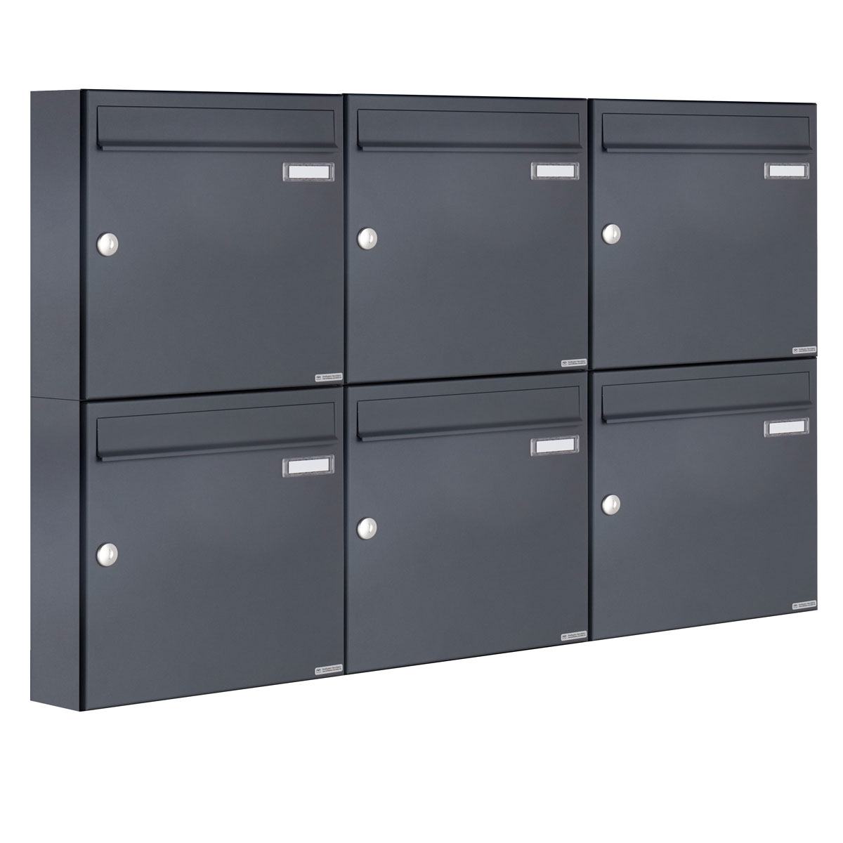 6er 3x2 Aufputz Briefkasten Design BASIC 382A AP - RAL 7016 anthrazitgrau 6er 3x2 Aufputz Briefkasten Design BASIC 382A AP - RAL 7016 anthrazitgrau