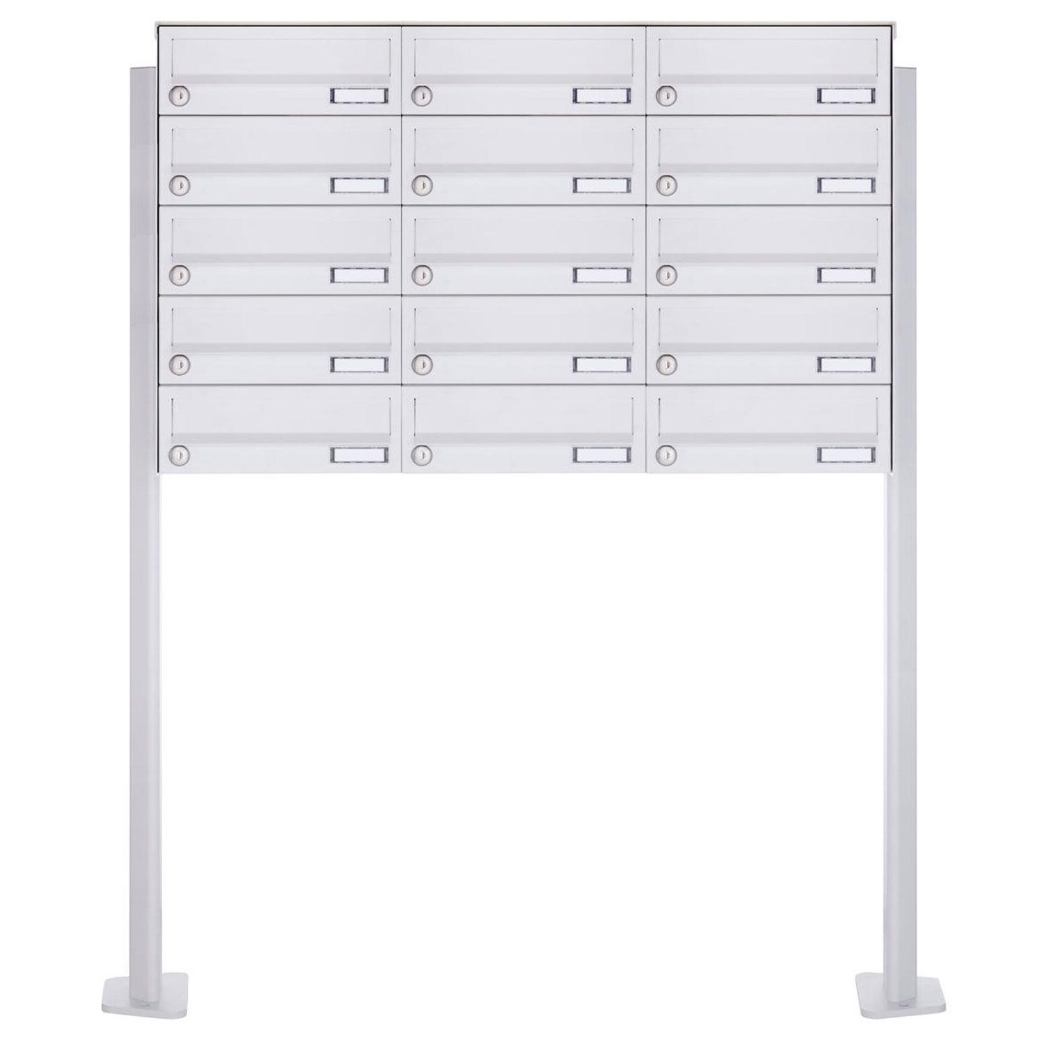 15er 3x5 free-standing letterbox Design BASIC 385P-9016 ST-T - RAL 9016 traffic white