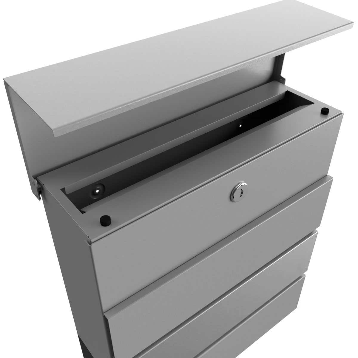 KANT letterbox with newspaper compartment - Design 1 - RAL 9007 grey aluminium KANT letterbox with newspaper compartment - Design 1 - RAL 9007 grey aluminium