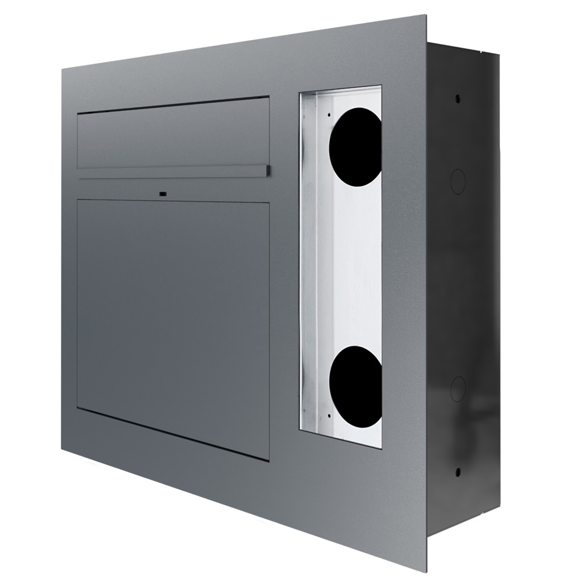 Design Unterputz Briefkasten GRIMM - Farbe nach Wahl - GIRA System 106 - 3-fach vorbereitet rechts