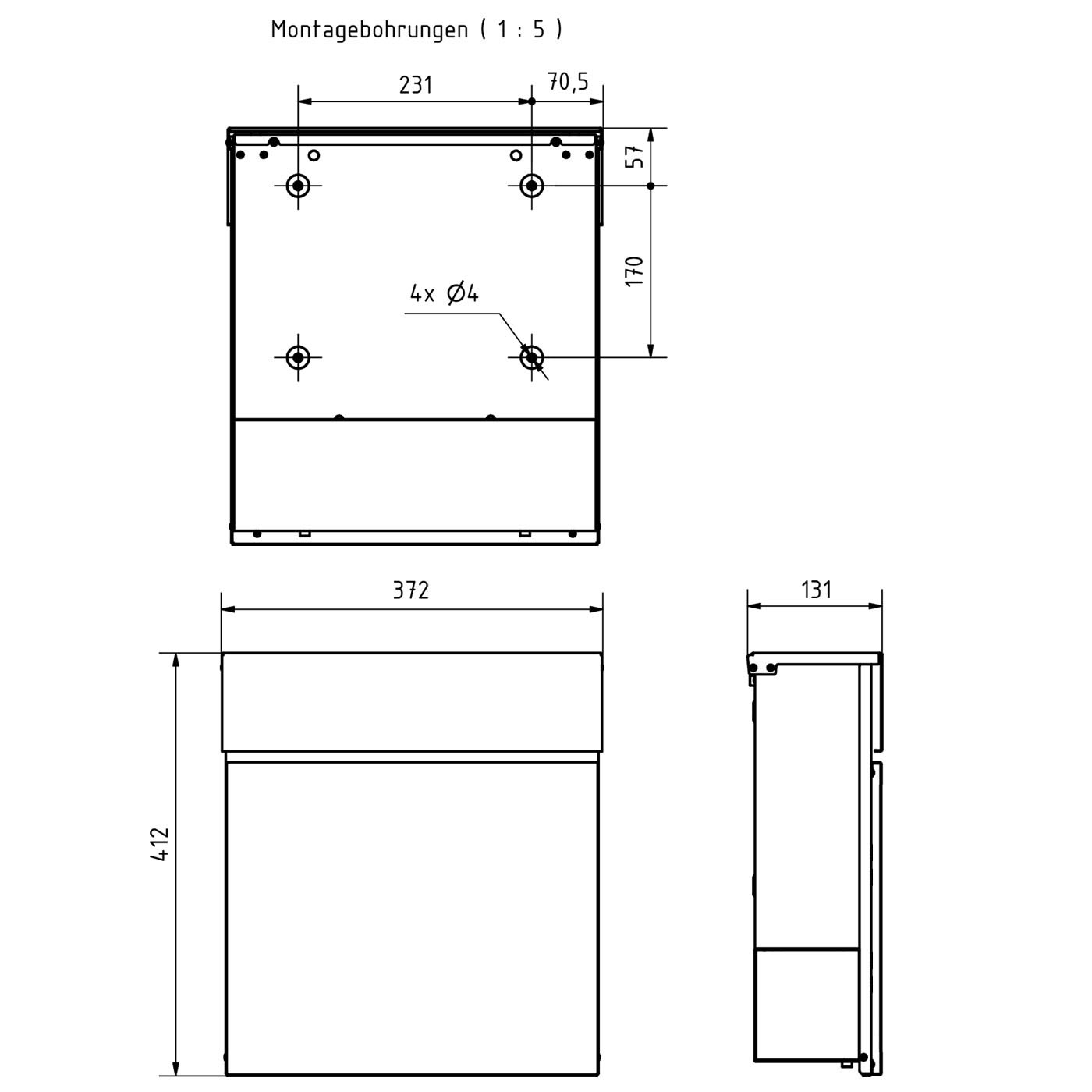 KANT letterbox with newspaper compartment - Avantgarde 1 design - RAL 7016 anthracite grey