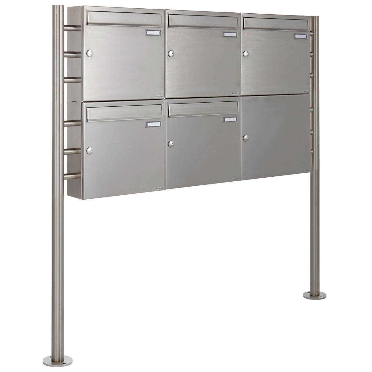 5er 2x3 Edelstahl Standbriefkasten Design BASIC 381 ST-R