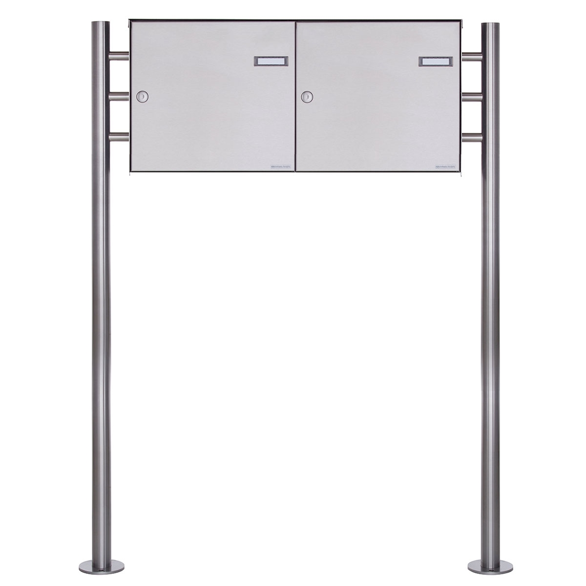 2er 2x1 fence mailbox freestanding design BASIC Plus 381XZ ST-R - polished stainless steel 2er 2x1 fence mailbox freestanding design BASIC Plus 381XZ ST-R - polished stainless steel