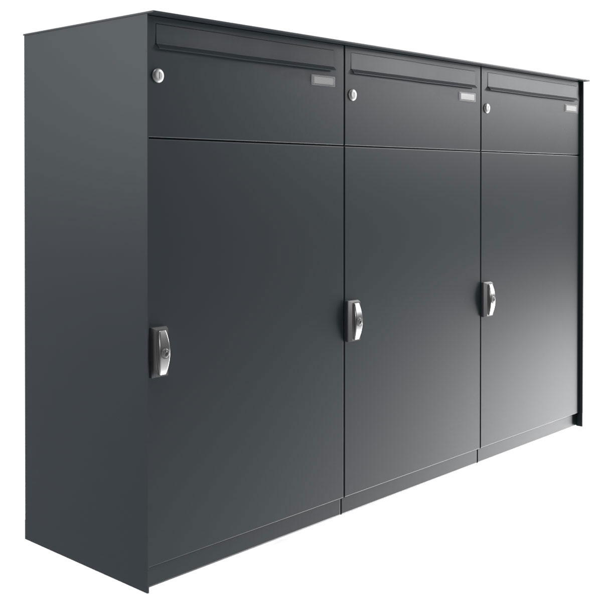 3er XXL parcel locker system BASIC Plus 863X STL with parcel locker 550x770 and letterbox 550x220 - colour of your choice