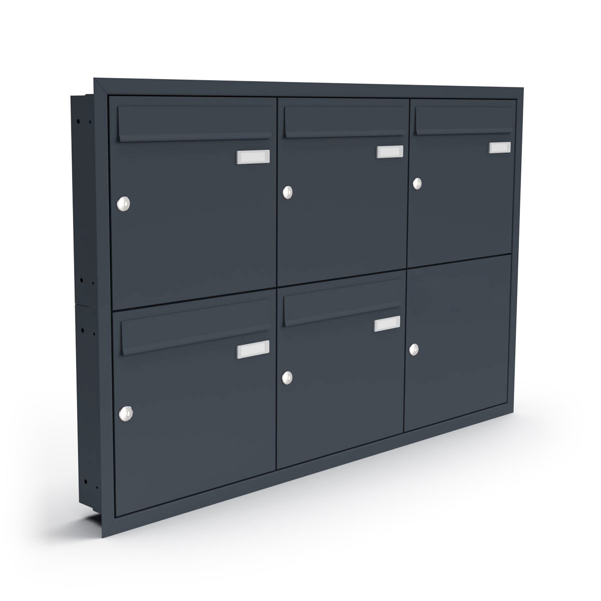 5er 3x2 Edelstahl Unterputz Briefkastenanlage BASIC Plus 382XU UP - RAL nach Wahl - 5 Parteien