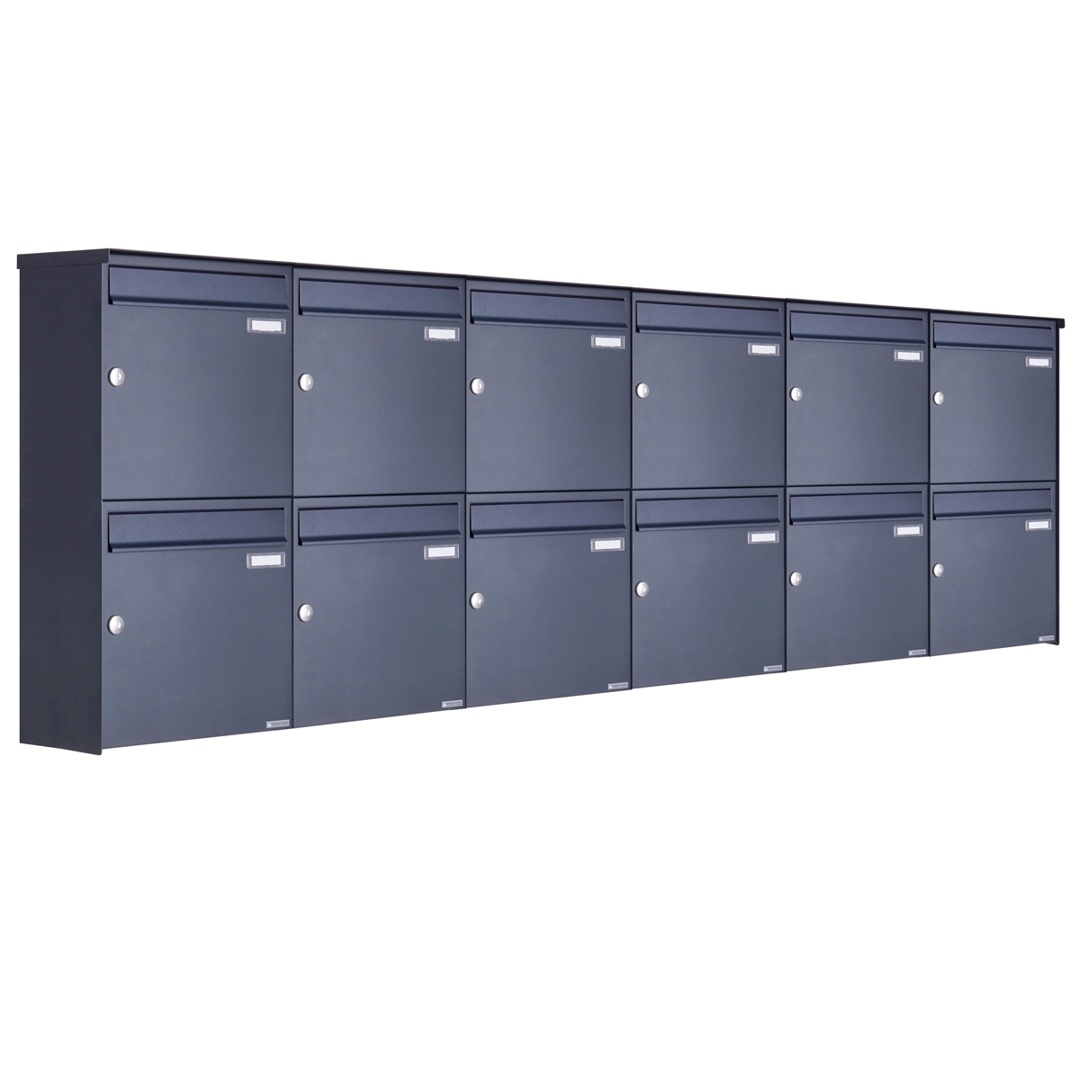 12er 6x2 Edelstahl Aufputz Briefkasten Design BASIC Plus 382XA AP - RAL nach Wahl