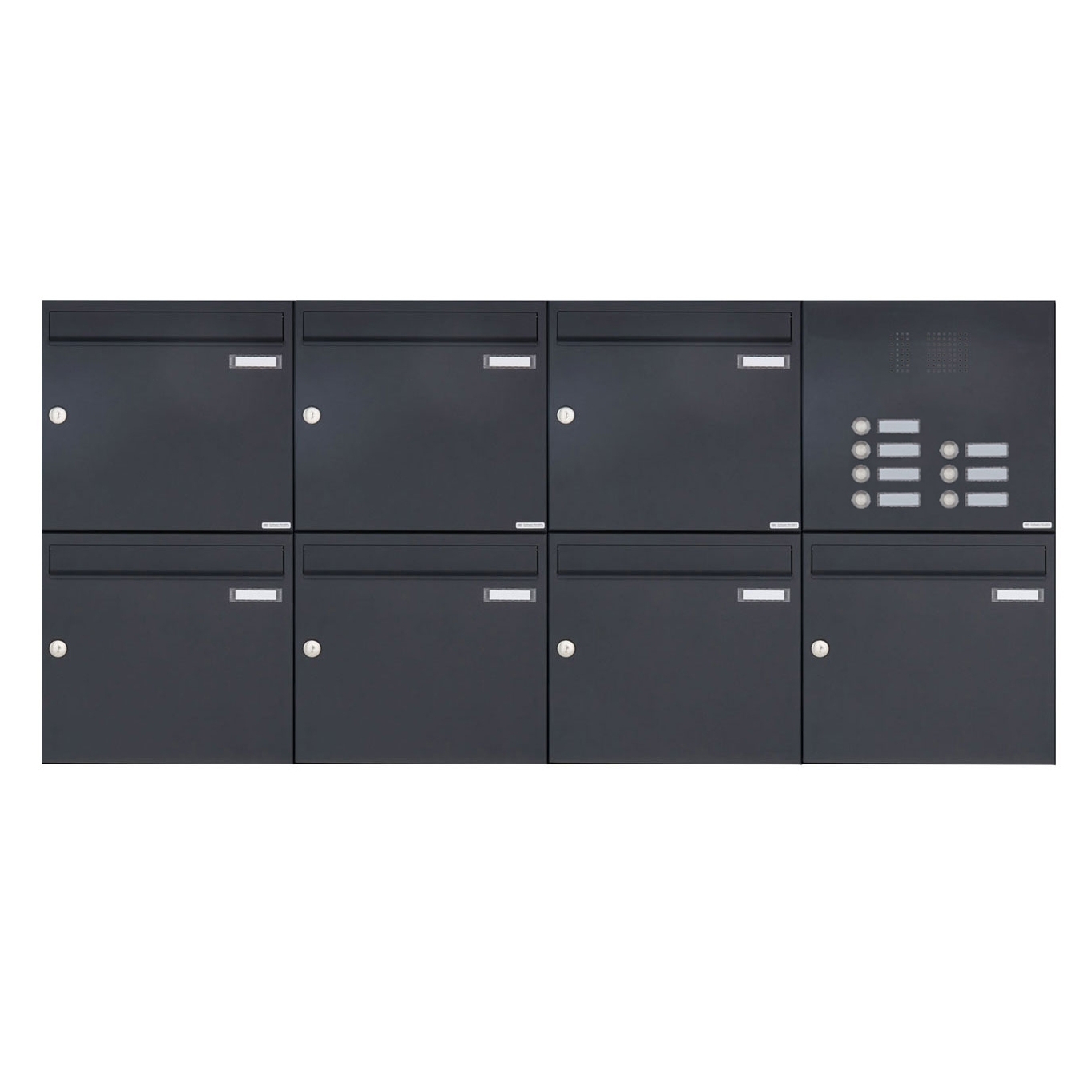 7er 2x4 Aufputz Briefkasten Design BASIC 382A AP mit Klingelkasten - RAL 7016 anthrazitgrau