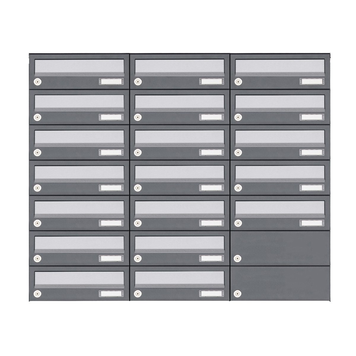 19er 7x3 Aufputz Briefkastenanlage Design BASIC 385A AP - Edelstahl-RAL 7016 anthrazit 19er 7x3 Aufputz Briefkastenanlage Design BASIC 385A AP - Edelstahl-RAL 7016 anthrazit