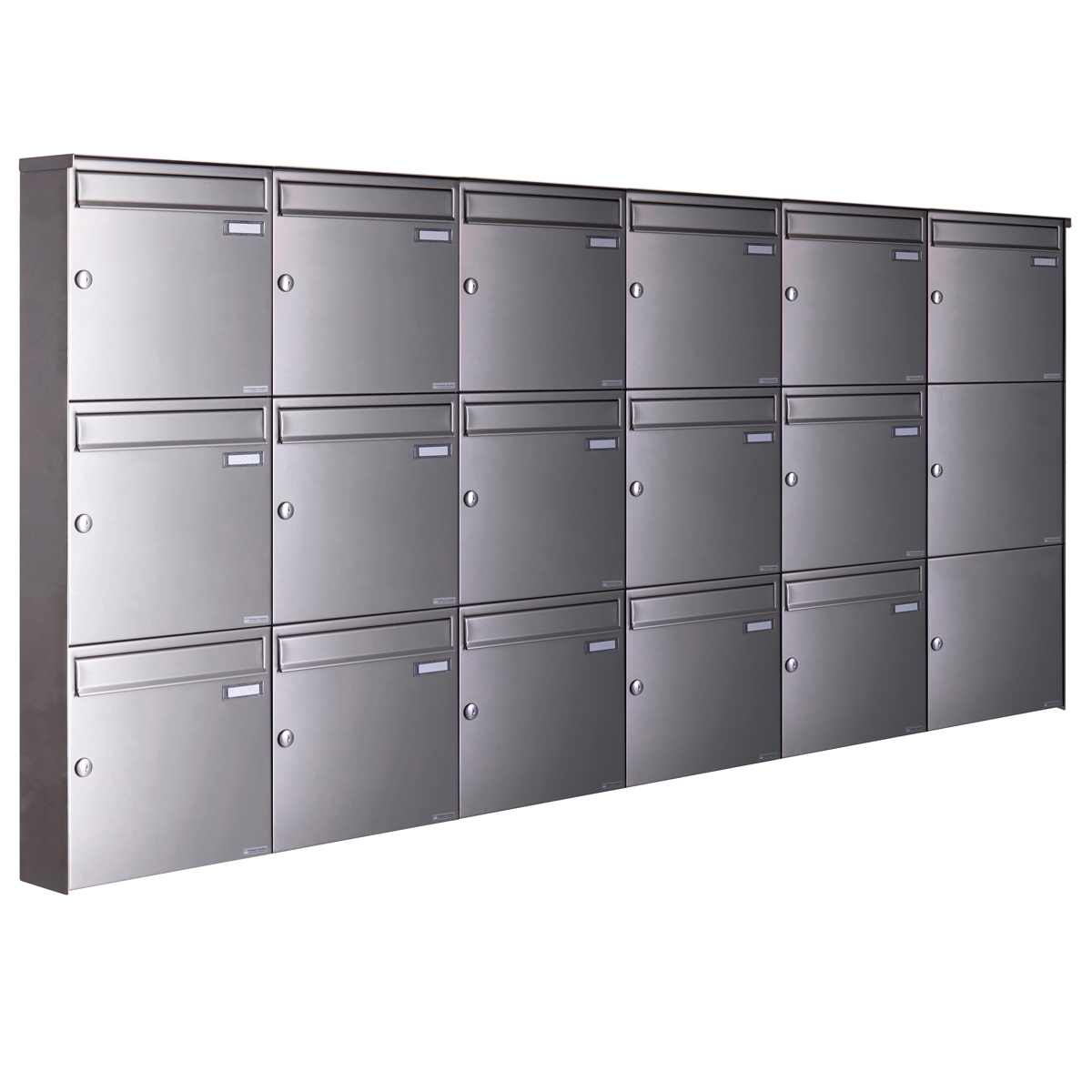 16er 6x3 Edelstahl Aufputz Briefkasten Design BASIC Plus 382XA AP - Edelstahl V2A geschliffen
