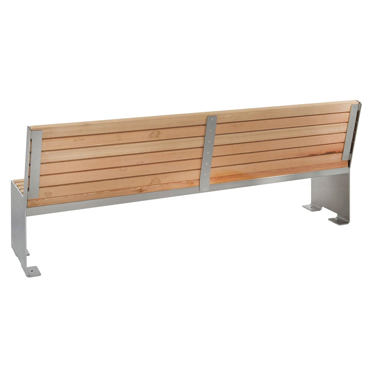 Designbank NOVALIS met rugleuning - gepolijst roestvrij staal - douglas geolied