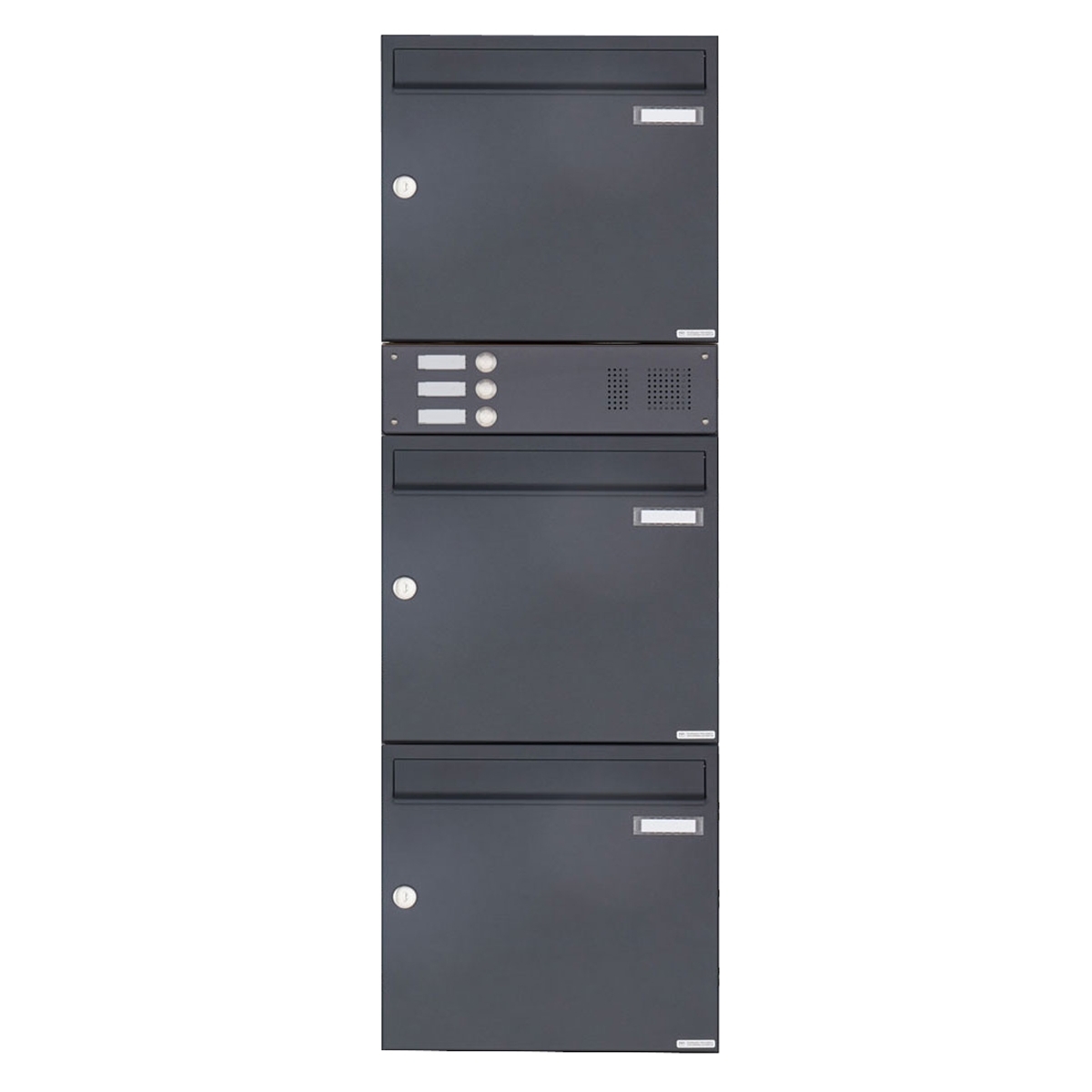 3er Aufputz Briefkasten Design BASIC 382A AP mit Klingelkasten - RAL 7016 anthrazitgrau 3er Aufputz Briefkasten Design BASIC 382A AP mit Klingelkasten - RAL 7016 anthrazitgrau