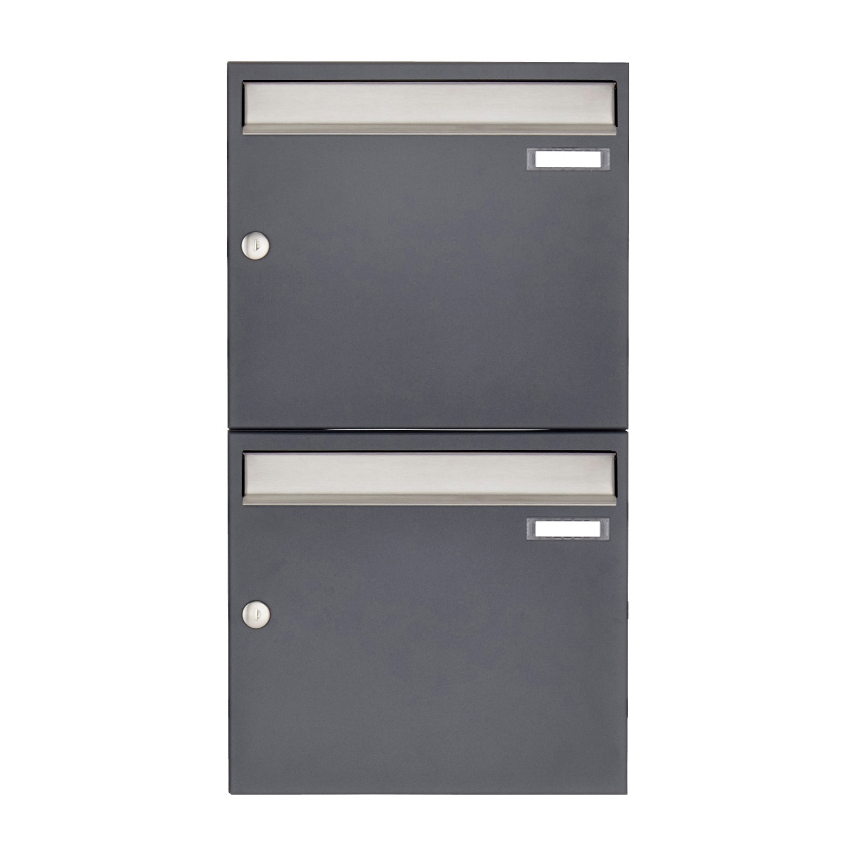 2er 1x2 Aufputz Briefkastenanlage Design BASIC 382 AP - Edelstahl-RAL 7016 anthrazitgrau 2er 1x2 Aufputz Briefkastenanlage Design BASIC 382 AP - Edelstahl-RAL 7016 anthrazitgrau