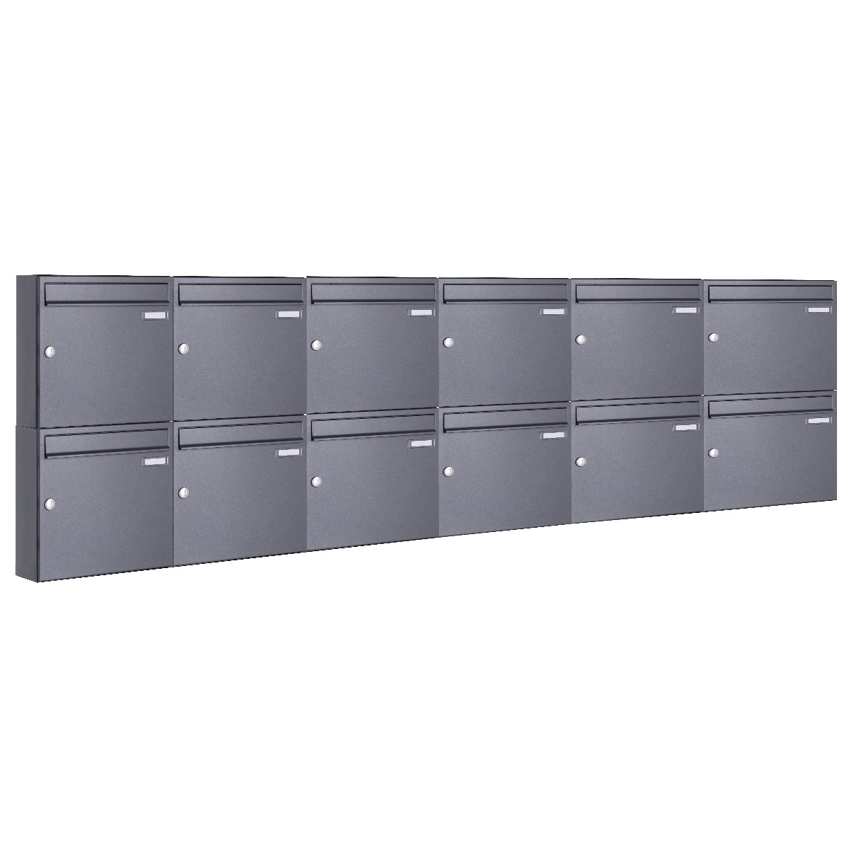 12er 6x2 Aufputz Briefkasten Design BASIC 382A AP - DB703 eisenglimmer