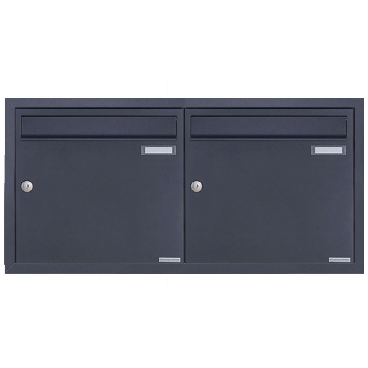 2er 2x1 Edelstahl Unterputz Briefkastenanlage BASIC Plus 382XU UP - RAL nach Wahl - 2 Parteien