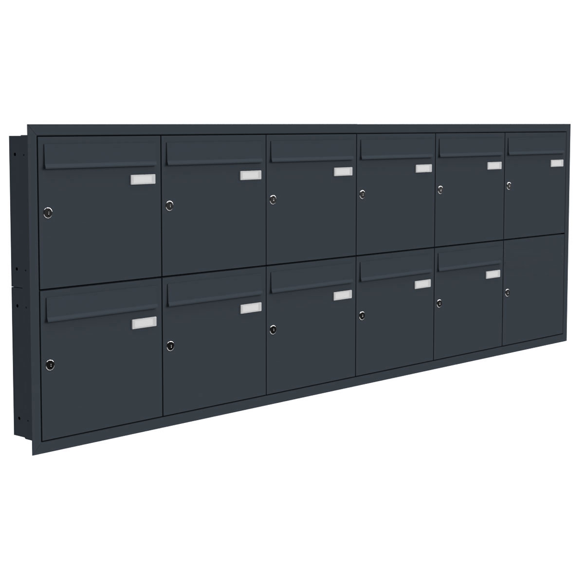 11er 6x2 Edelstahl Unterputz Briefkastenanlage BASIC Plus 382XU UP - RAL nach Wahl - 11 Parteien