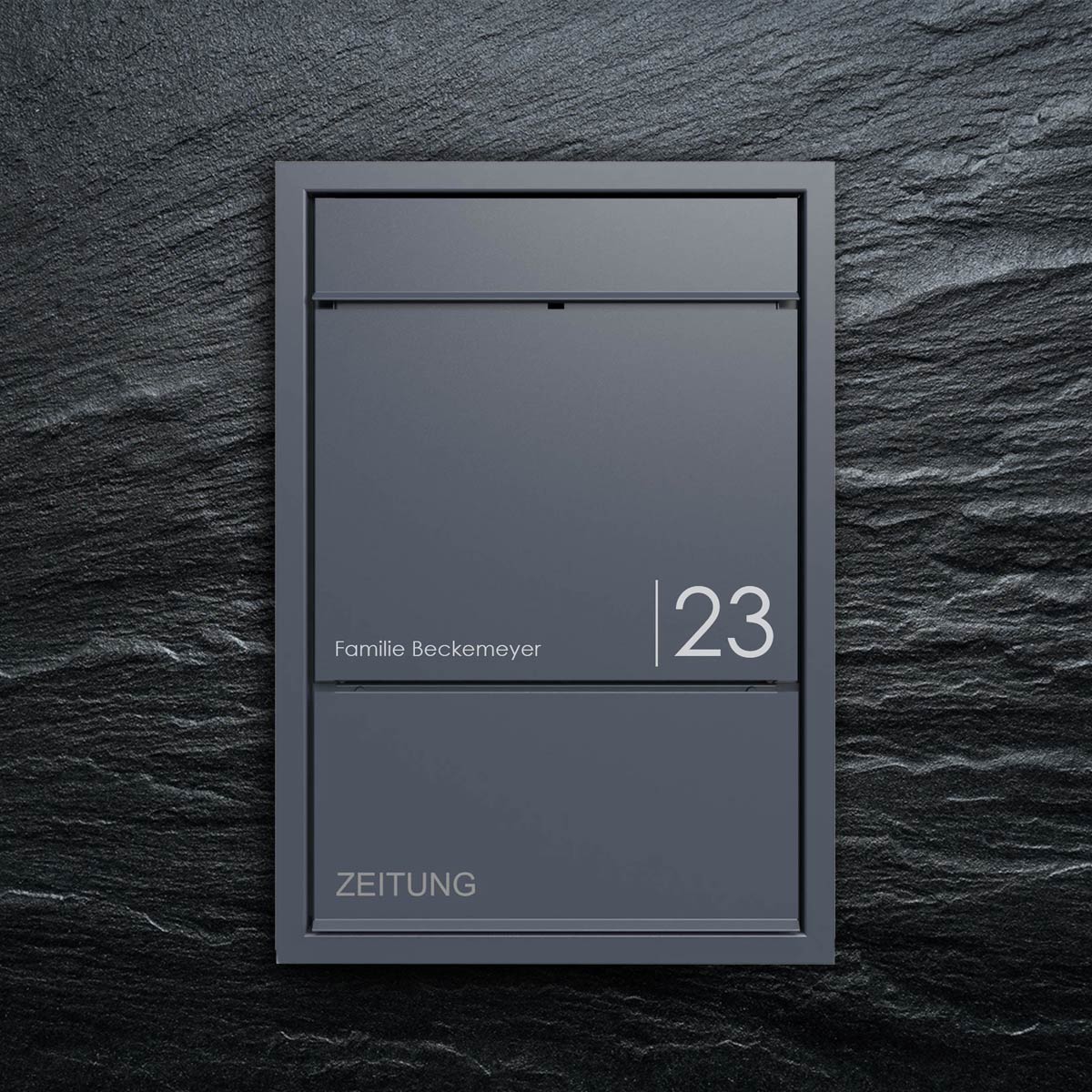 Design flush-mounted letterbox GOETHE UP with newspaper compartment - RAL of your choice Design flush-mounted letterbox GOETHE UP with newspaper compartment - RAL of your choice