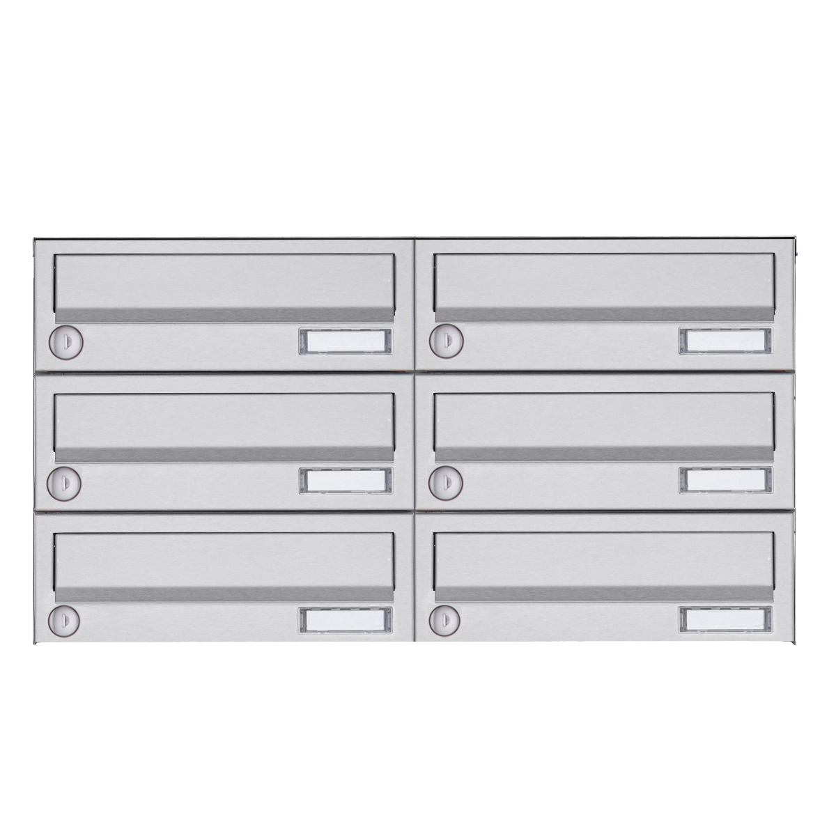 6er 3x2 Aufputz Briefkastenanlage Design BASIC 385A- VA AP - Edelstahl V2A, geschliffen