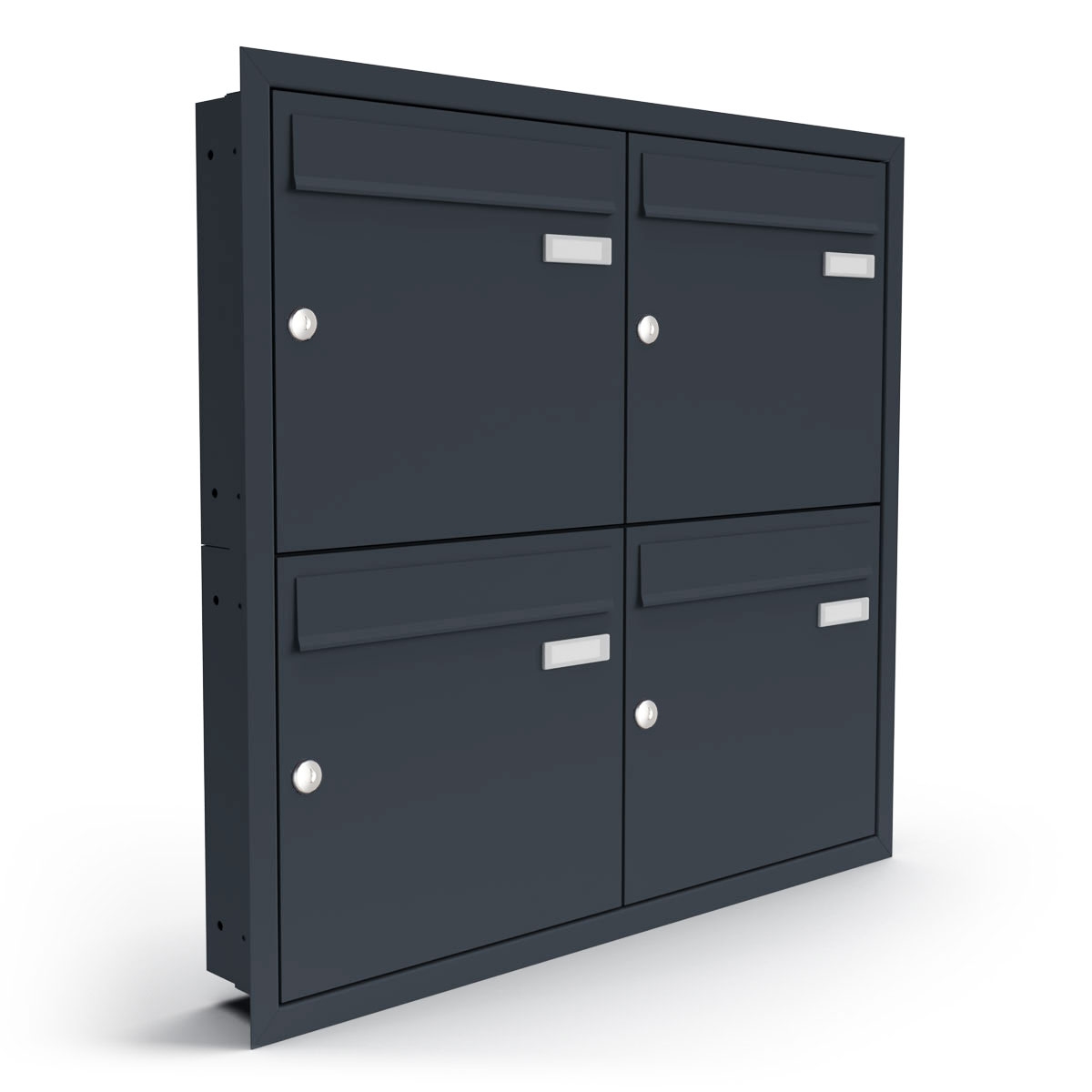 4 x 2 system podtynkowych skrzynek na listy ze stali nierdzewnej BASIC Plus 382XU UP - RAL do wyboru - 4 strony