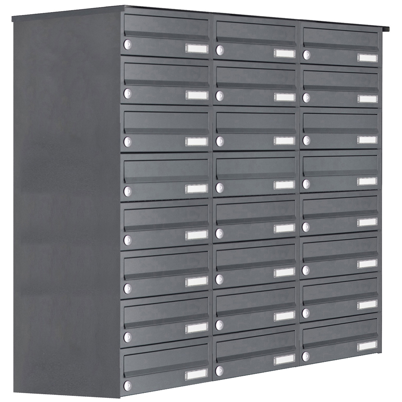 24er 8x3 Edelstahl Aufputz Briefkastenanlage Design BASIC Plus 385XA AP - RAL nach Wahl