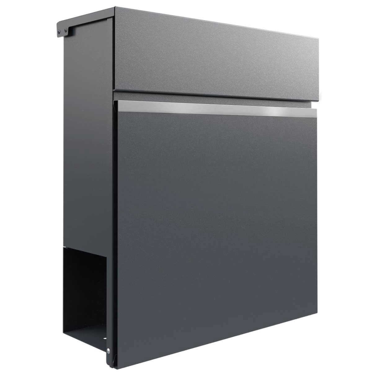 KANT Edition letterbox with newspaper compartment - Design 3 - RAL 7016 anthracite grey