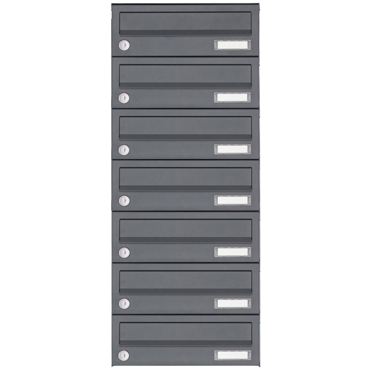 7-piece stainless steel surface-mounted letterbox system Design BASIC Plus 385XA AP - RAL of your choice 7-piece stainless steel surface-mounted letterbox system Design BASIC Plus 385XA AP - RAL of your choice